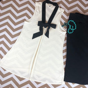 Soulmates Sleeveless Cream and Black Top with Tie